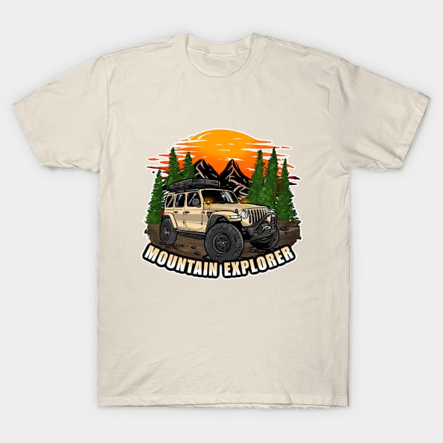 Mountain Explorer Peanut Jeep Wrangler Rubicon T-Shirt by 4x4 Sketch